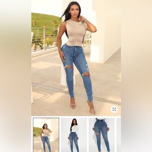 Fashion Nova Ripped Skinny Jeans - Blue